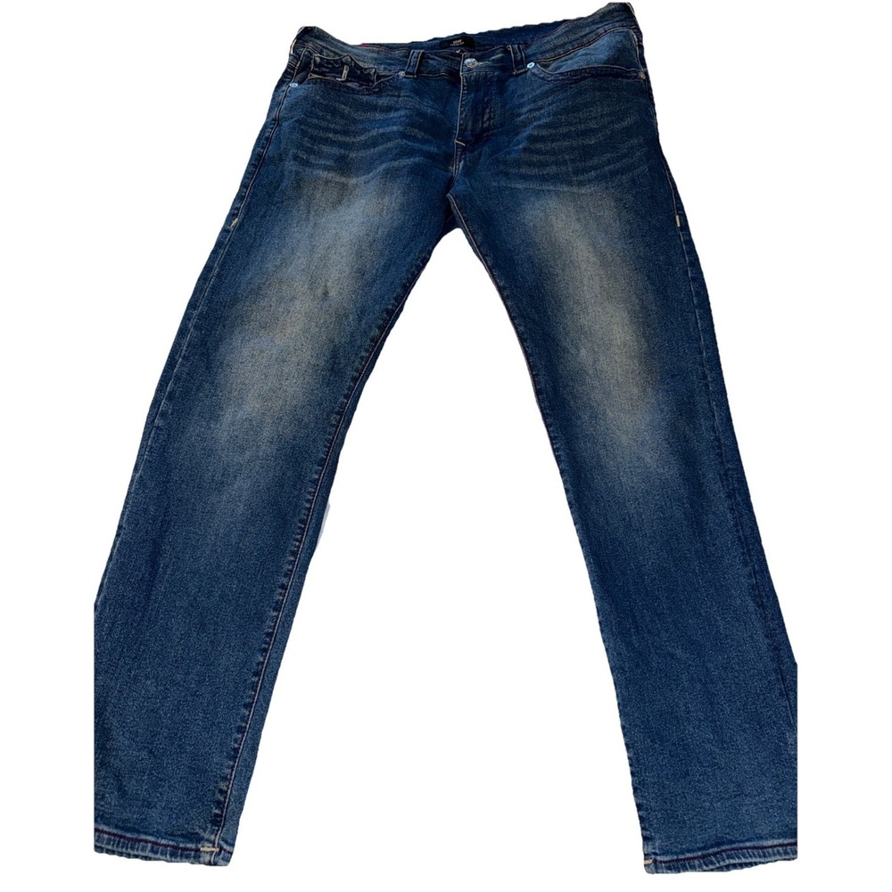 True Religion Mens Jeans 38x34 Geno Relaxed Slim Flap Pockets Dark Wash Blue USA